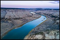 Aerial view of Missouri River surrounded by rugged badlands. Upper Missouri River Breaks National Monument, Montana, USA ( color)