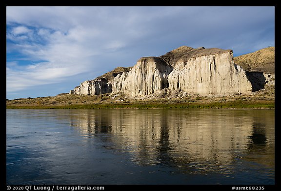 Sandstone white cliffs reflected. Upper Missouri River Breaks National Monument, Montana, USA (color)
