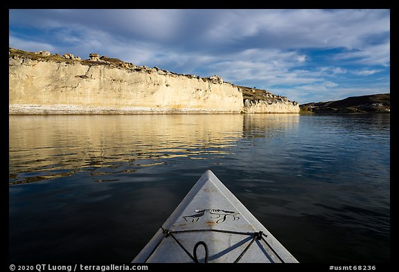 White cliffs seen from kayak. Upper Missouri River Breaks National Monument, Montana, USA