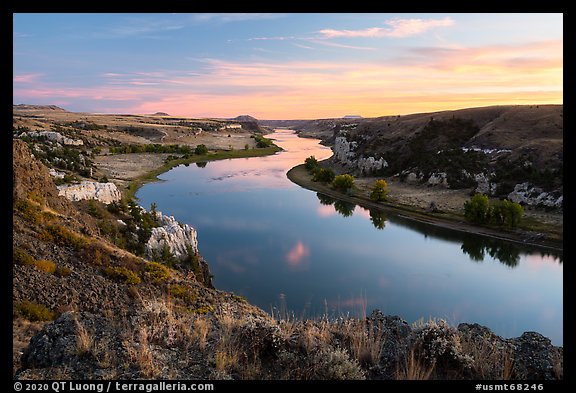 Sunset view from Burnt Butte. Upper Missouri River Breaks National Monument, Montana, USA (color)