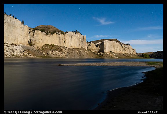 Moonlight over White cliffs. Upper Missouri River Breaks National Monument, Montana, USA
