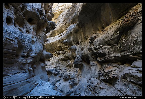 Sandstone slot canyon. Upper Missouri River Breaks National Monument, Montana, USA (color)