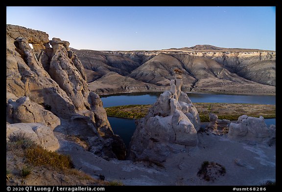 Hole-in-the-Wall by moonlight. Upper Missouri River Breaks National Monument, Montana, USA (color)