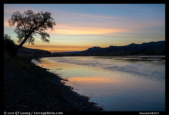 Sunrise from Slaughter River Camp. Upper Missouri River Breaks National Monument, Montana, USA (color)
