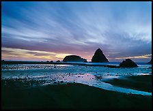 Seastacks and clouds at sunset. Oregon, USA