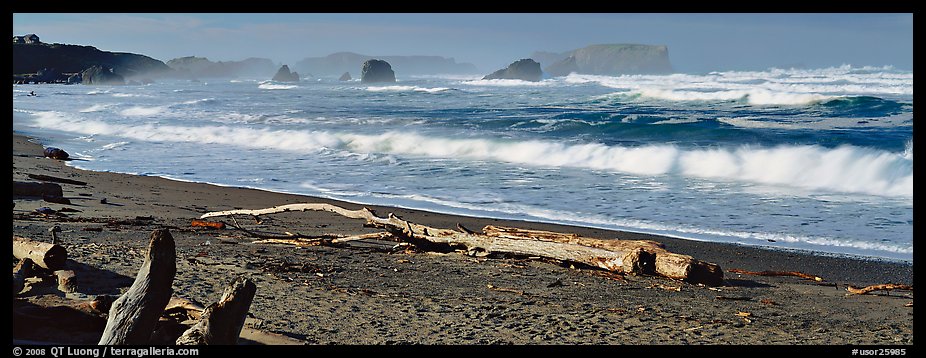 Oregon seascape with beach and surf. Bandon, Oregon, USA (color)