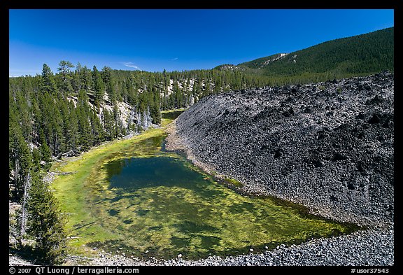 Pond at the edge of lava flow. Newberry Volcanic National Monument, Oregon, USA (color)