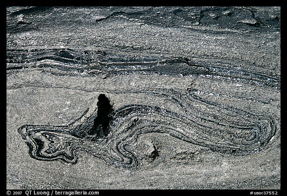 Incrustation pattern in obsidian glass close-up. Newberry Volcanic National Monument, Oregon, USA