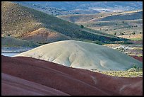 Bare ash mounds and sagebrush-covered slopes. John Day Fossils Bed National Monument, Oregon, USA ( color)