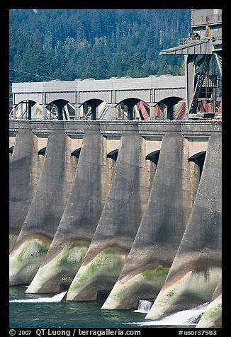 Bonneville Dam. Columbia River Gorge, Oregon, USA (color)