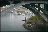 Depoe Bay Harbor from under highway bridge. Oregon, USA (color)