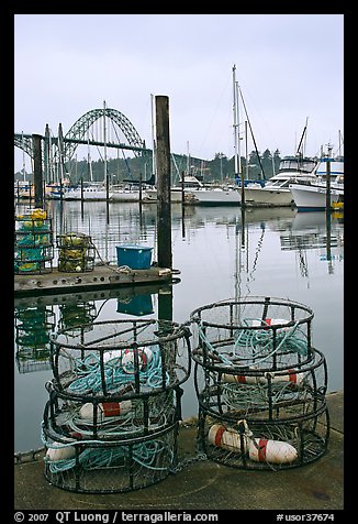 Crab traps and harbor. Newport, Oregon, USA (color)