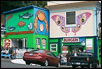 Seafood and burger restaurants. Newport, Oregon, USA