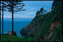 Heceta Head and light beam, twilight. Oregon, USA