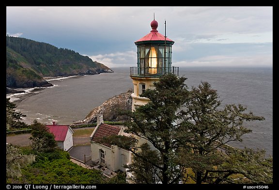 Heceta Head lighthouse and coastline. Oregon, USA