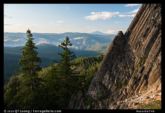 Pilot Rock and distant Mt McLoughlin. Cascade Siskiyou National Monument, Oregon, USA (color)