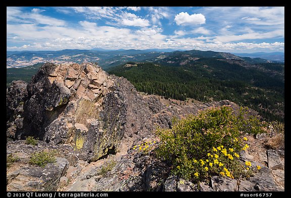 View over Soda Mountain Wilderness from top of Pilot Rock. Cascade Siskiyou National Monument, Oregon, USA (color)