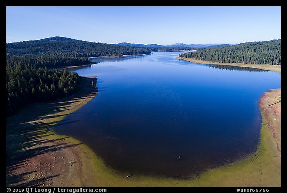 Aerial view of Hyatt Lake blue waters. Cascade Siskiyou National Monument, Oregon, USA