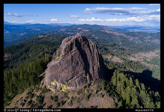 Aerial view of Pilot Rock from the south. Cascade Siskiyou National Monument, Oregon, USA