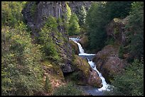 Muddy River spills over basalt falls in Lava Canyon. Mount St Helens National Volcanic Monument, Washington (color)