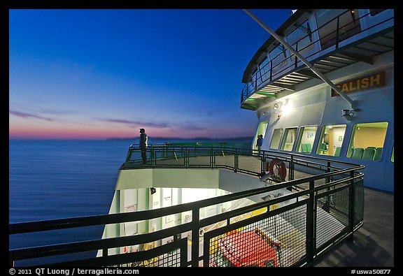 Port Townsend Coupeville Ferry upper deck at dusk. Washington (color)