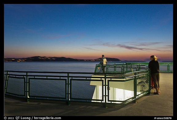 Ferry deck, landscape with motion blur at dusk. Washington (color)