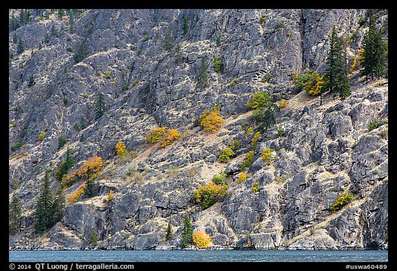Cliffs bordering Lake Chelan. Washington (color)