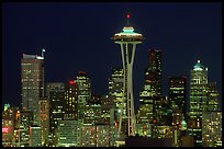 Seattle skyline at night with the Needle. Seattle, Washington ( color)