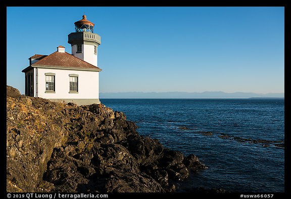 Lime Kiln Lighthouse and Haro Strait, Lime Point State Park, San Juan Island. Washington