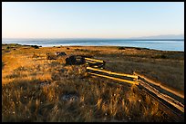 Wooden fence, Cattle Point, Sunrise, San Juan Islands National Monument, San Juan Island. Washington ( color)