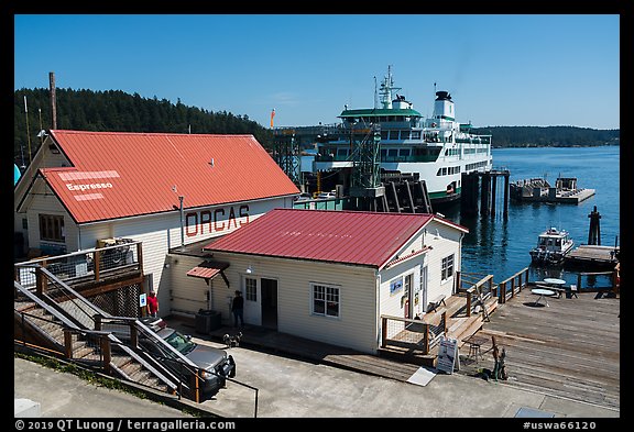 Ferry at terminal, Orcas Island. Washington (color)