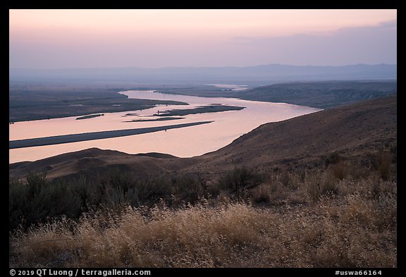 Summer sunset over Columbia River, Hanford Reach National Monument. Washington