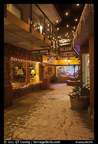 Shopping alley by night. Jackson, Wyoming, USA (color)