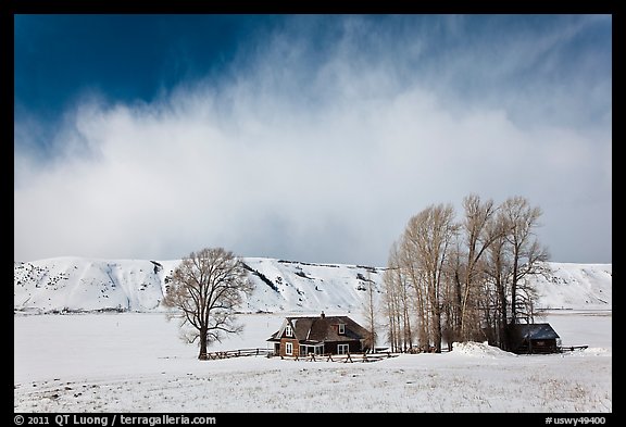Historic Miller House estate in winter, , National Elk Refuge. Jackson, Wyoming, USA
