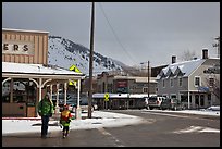 Downtown Jackson streets in winter. Jackson, Wyoming, USA