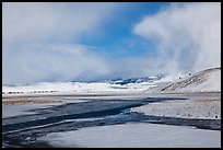 Snowy valley with stream, National Elk Refuge. Jackson, Wyoming, USA (color)