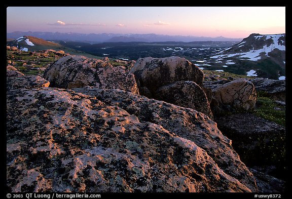 Rocks at sunset, Beartooth Range, Shoshone National Forest. Wyoming, USA