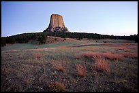 Devils Tower, sunset, Devils Tower National Monument. Wyoming, USA