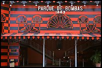 Parc De Bombas, a red and black striped historic firehouse, Ponce. Puerto Rico ( color)