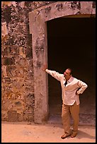 Man standing next to a doorway, El Morro Fortress. San Juan, Puerto Rico ( color)