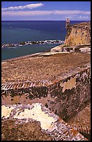 Thick defensive walls of El Morro Fortress. San Juan, Puerto Rico ( color)