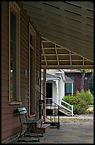 Porch, bench, and buildings in Old Alabama Town. Montgomery, Alabama, USA