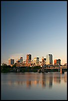 Downtown skyline and Arkansas River at sunrise. Little Rock, Arkansas, USA (color)