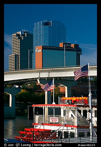 Riverboat and skyline. Little Rock, Arkansas, USA (color)