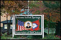 Welcome sign featuring Bill Clinton. Hot Springs, Arkansas, USA ( color)