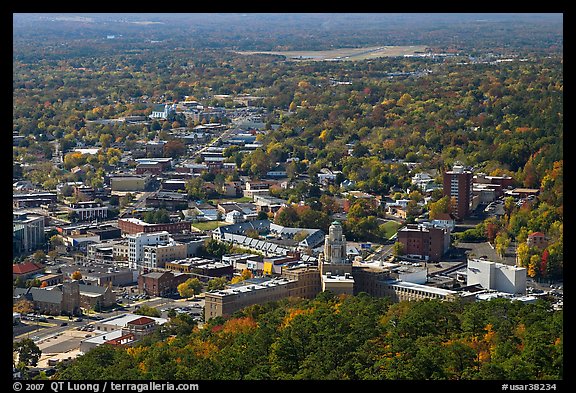 City in fall from above. Hot Springs, Arkansas, USA