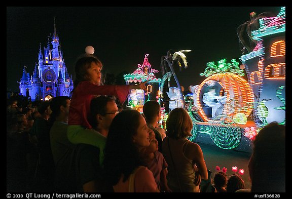 Main Street Electrical parade, Walt Disney World. Orlando, Florida, USA (color)