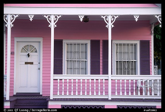 Pastel-colored pink porch. Key West, Florida, USA