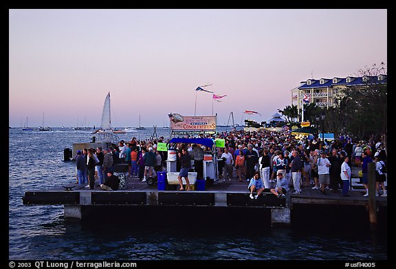 Crowds watching sunset at Mallory Square. Key West, Florida, USA