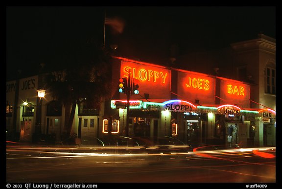 Sloppy Joe bar by night. Key West, Florida, USA (color)